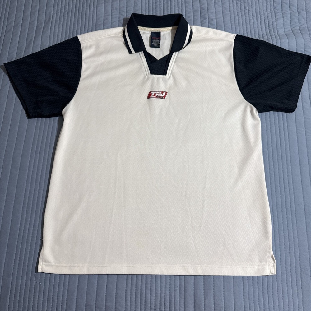 Vintage Tommy Hilfiger Jeans Polo Shirt Mens Size XL Y2K 90s Logo White - Picture 3 of 15